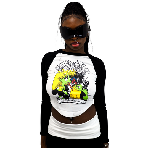 Popwave black & white baby tee
